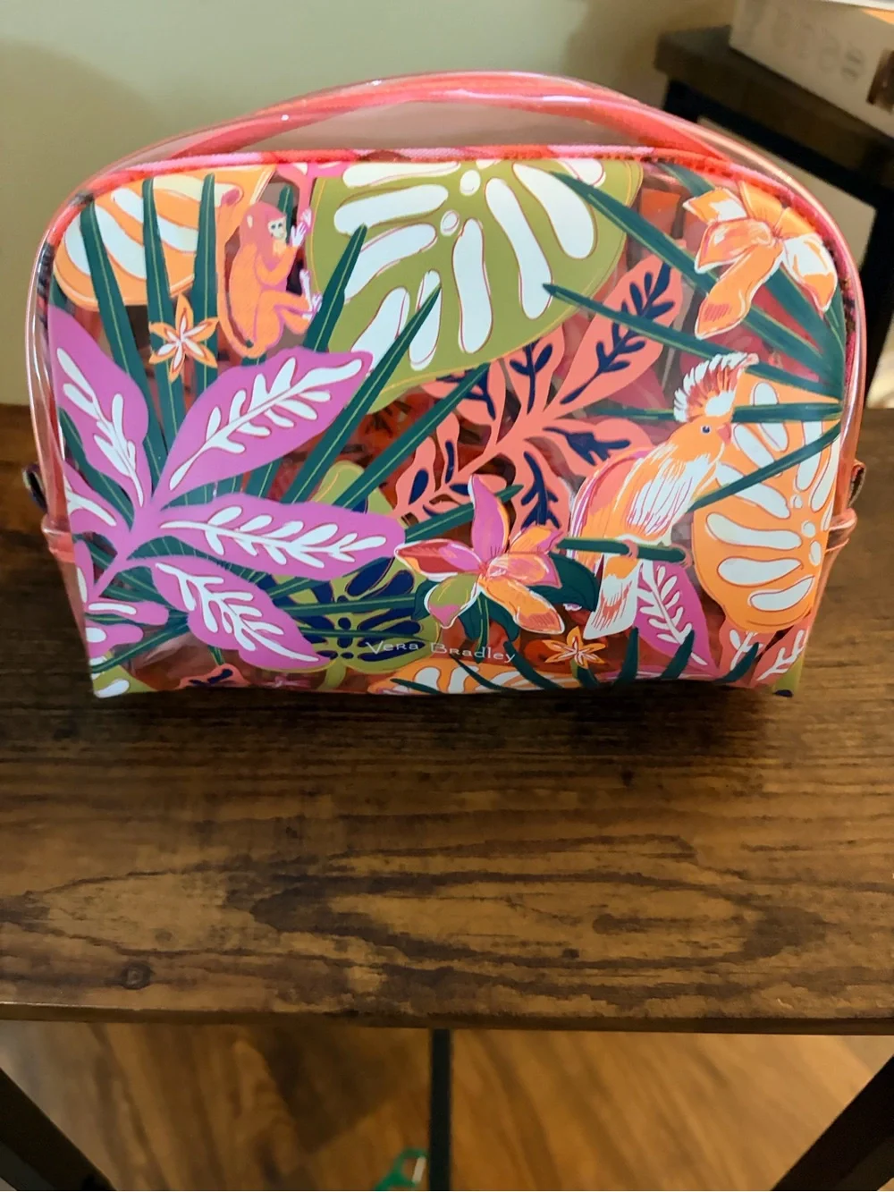 Vera Bradley Floral Tropical Cosmetic Pouch - Pink Orange